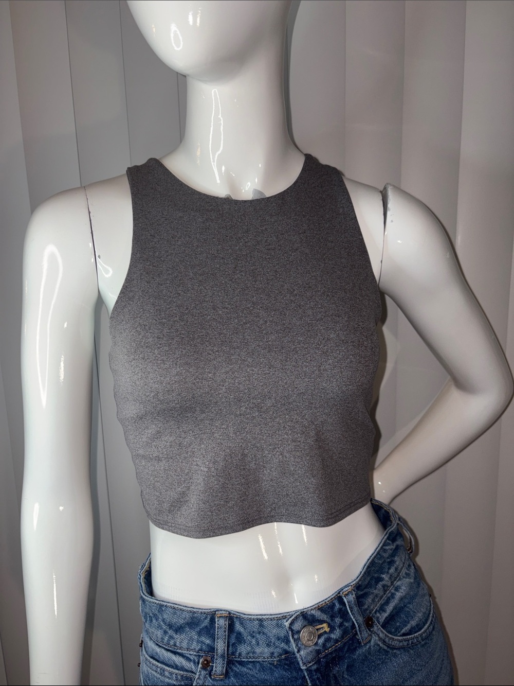 Athleta Conscious Crop Bra Top Heather Dark Gray Size Small S Powervita